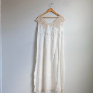 1920s vintage night gown lace and pink silk ribbon S